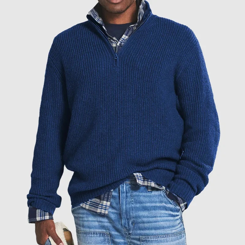 Men's Quarter-Zip Sweater with Mock Neck