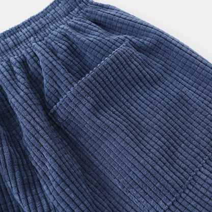 Men's Ribbed Jogger Trousers with Drawstring Waist