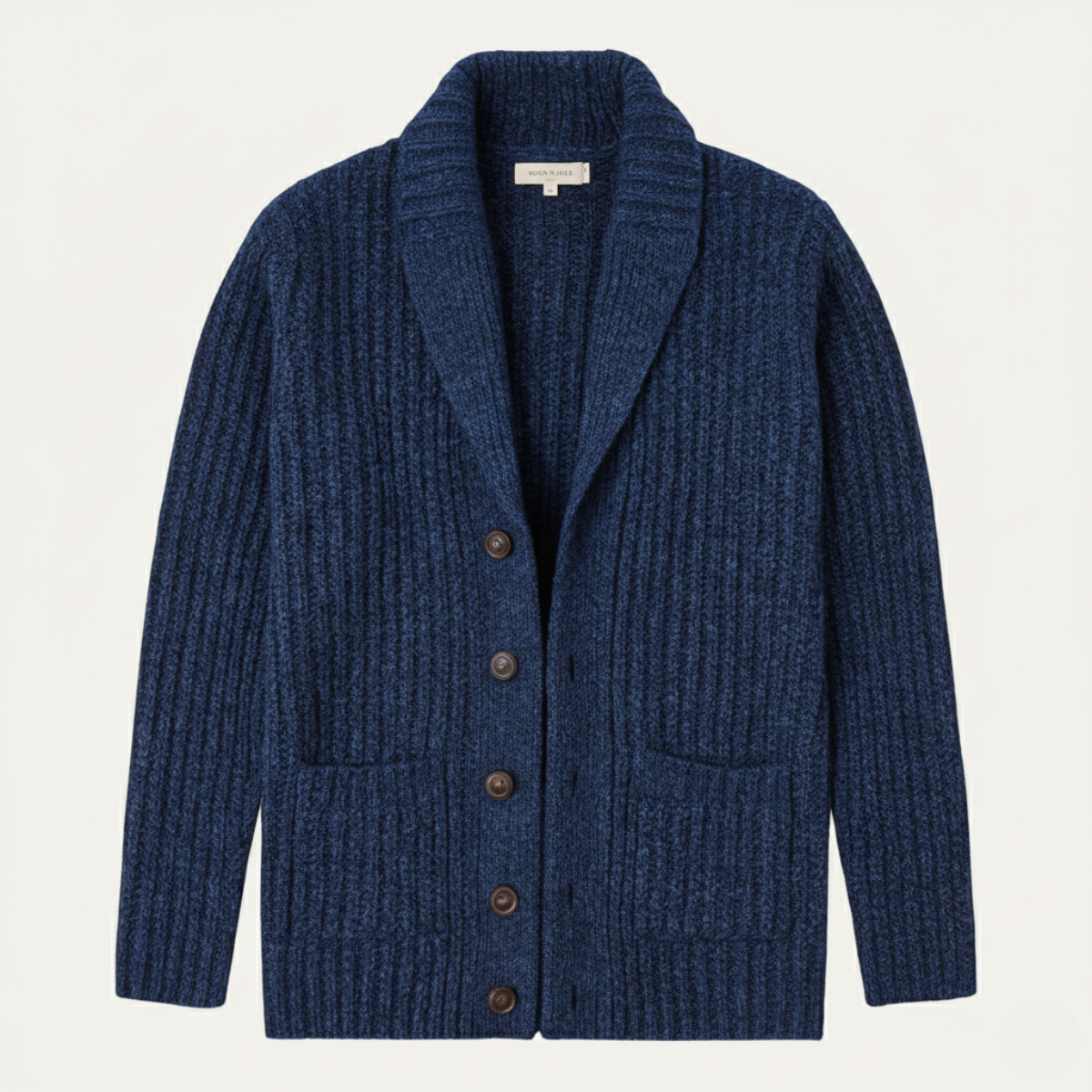 Men's Shawl Collar Cardigan with Button Closure and Ribbed Cuffs