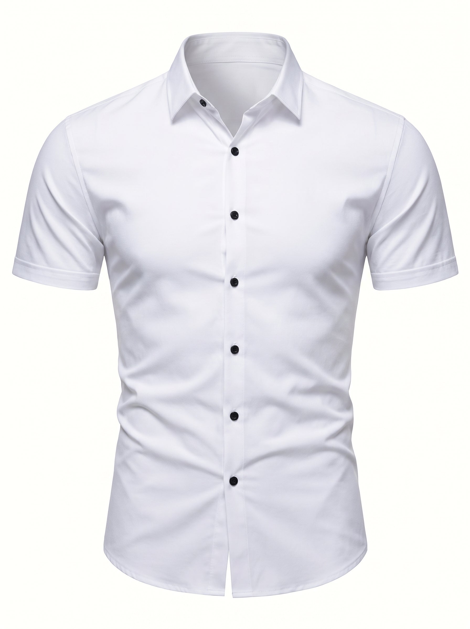 Men's Short Sleeve Button-Up Shirt with Spread Collar