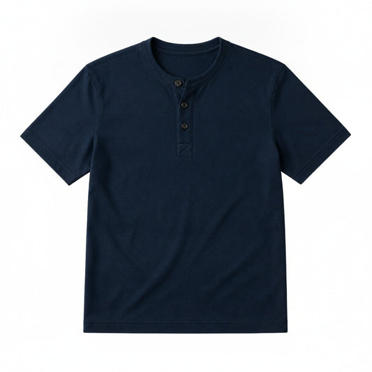 Men's Short Sleeve Henley T-Shirt with Button Placket
