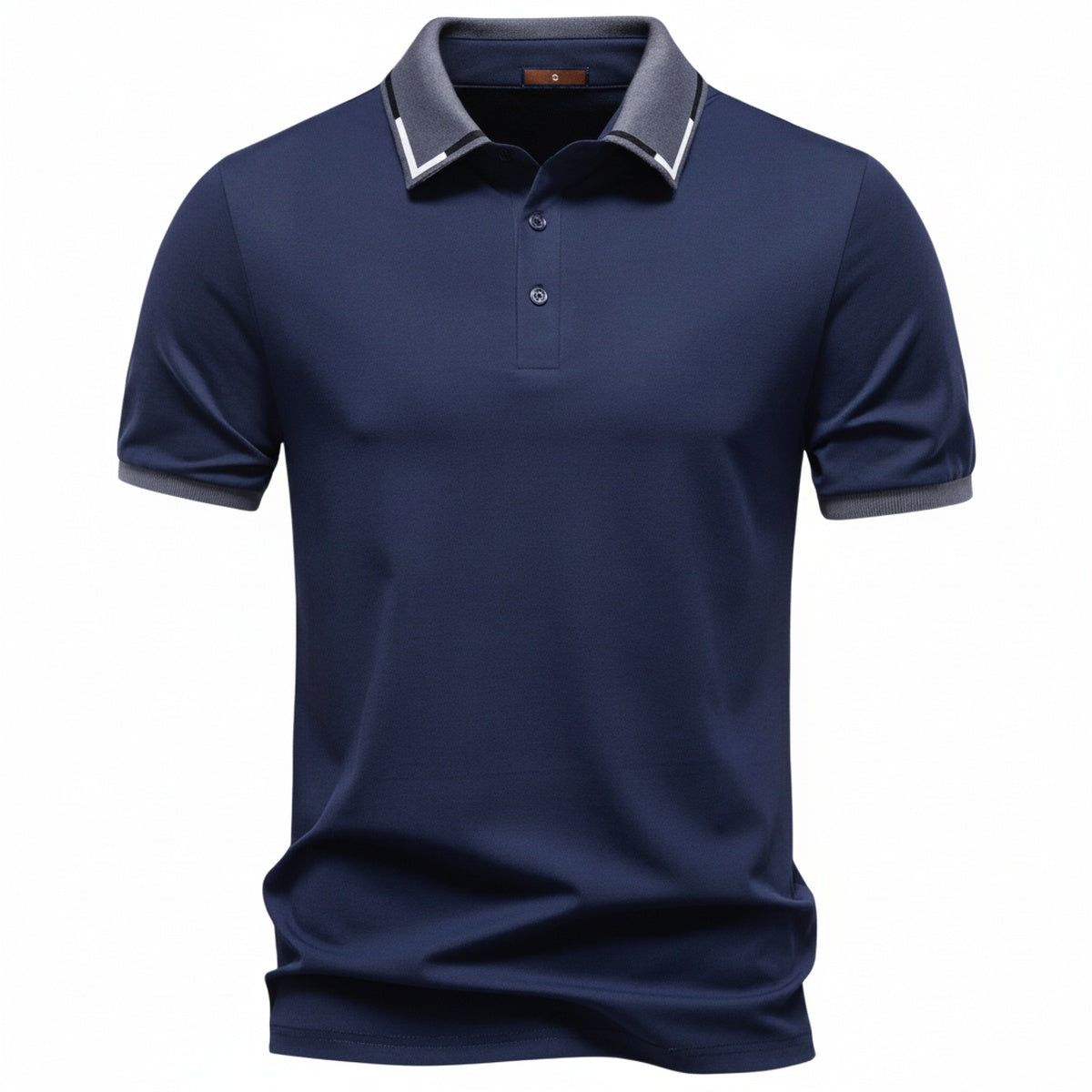 Men's Short Sleeve Polo Shirt with Contrast Trim and Slim Fit
