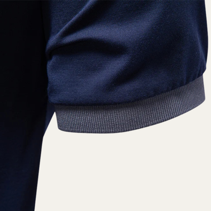 Men's Short Sleeve Polo Shirt with Contrast Trim and Slim Fit