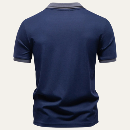 Men's Short Sleeve Polo Shirt with Contrast Trim and Slim Fit