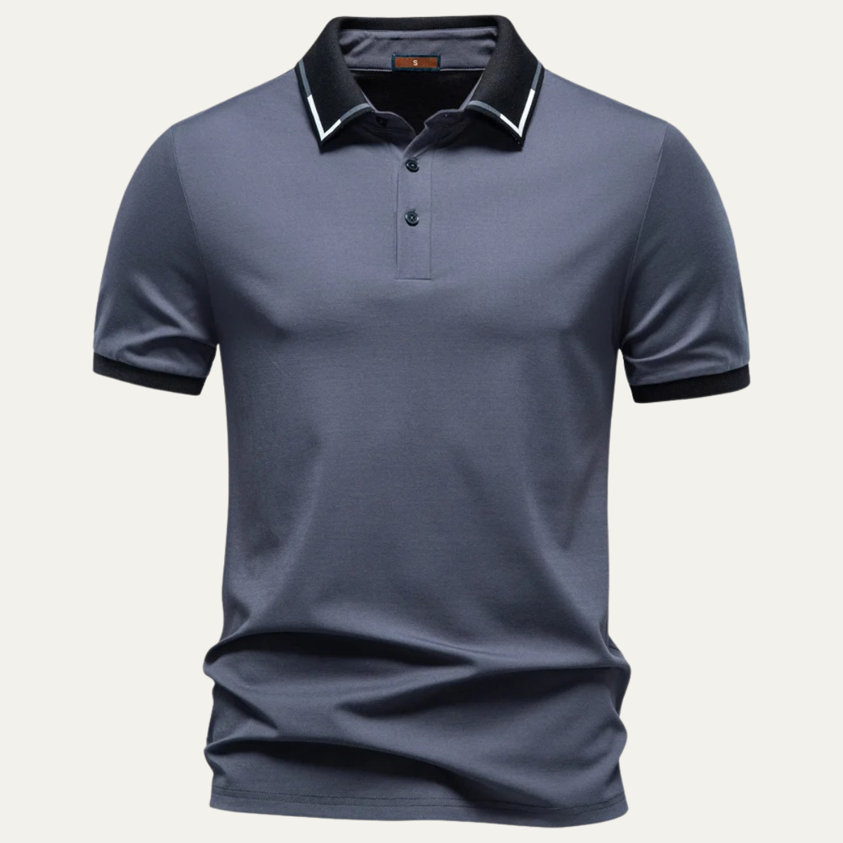 Men's Short Sleeve Polo Shirt with Contrast Trim and Slim Fit