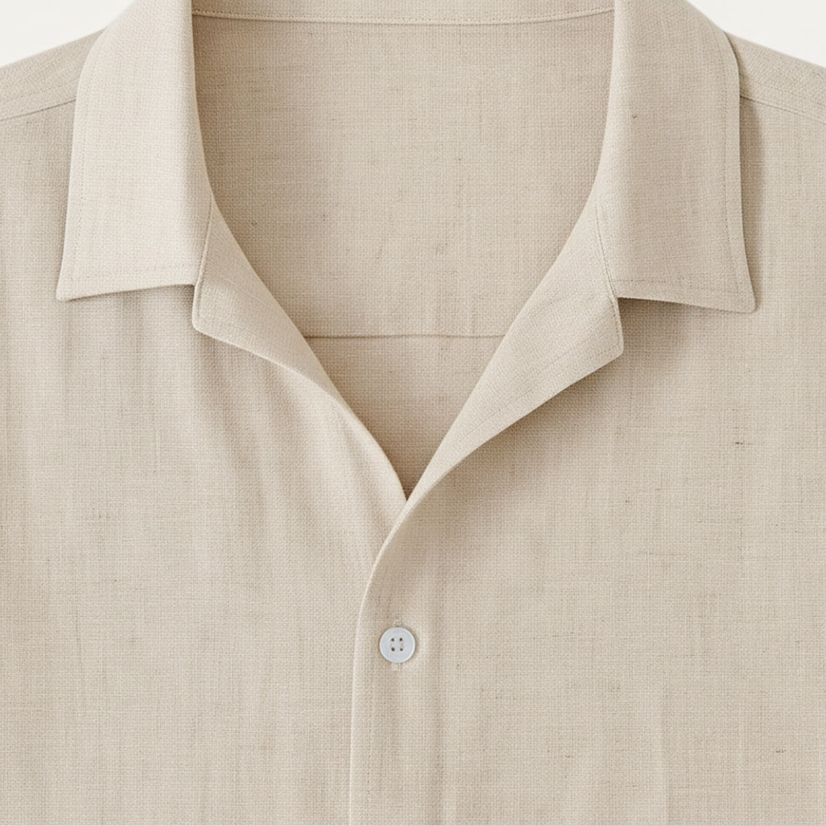 Men's Short Sleeve Shirt and Trousers Set with Camp Collar and Drawstring