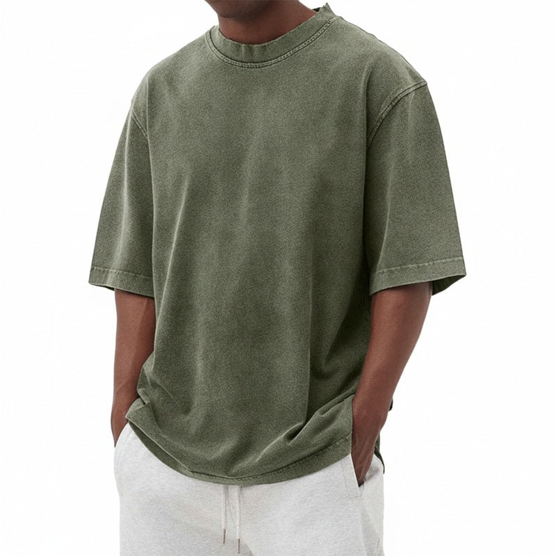 Men's Short Sleeve T-Shirt with Washed Vintage Look