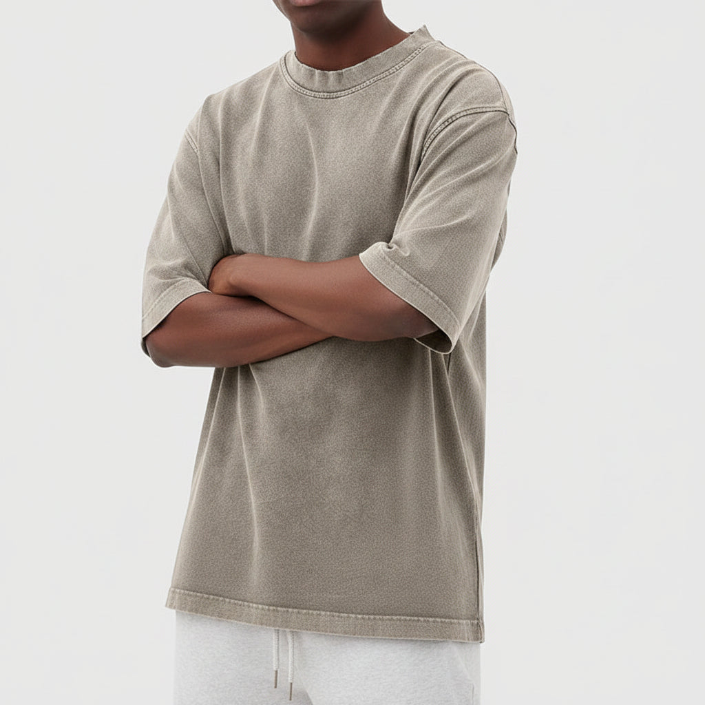 Men's Short Sleeve T-Shirt with Washed Vintage Look