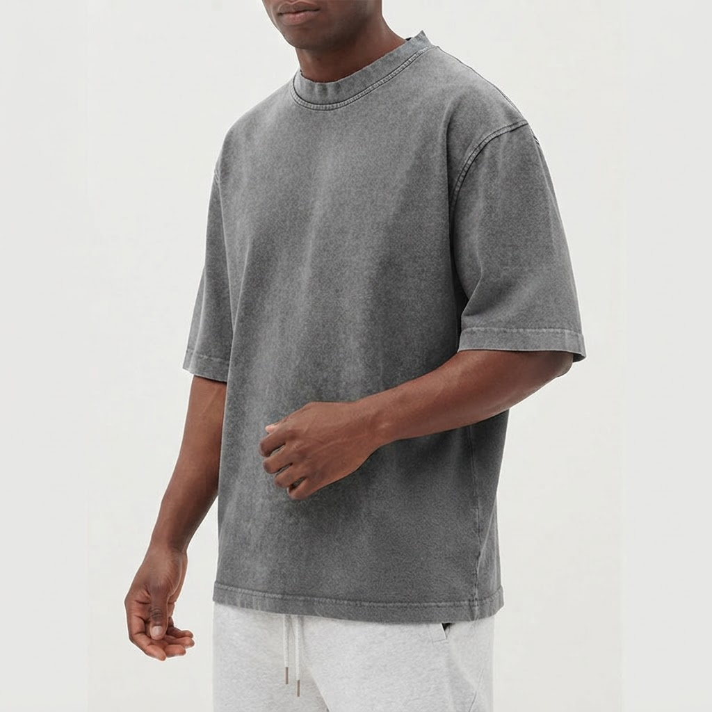 Men's Short Sleeve T-Shirt with Washed Vintage Look
