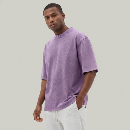 Men's Short Sleeve T-Shirt with Washed Vintage Look