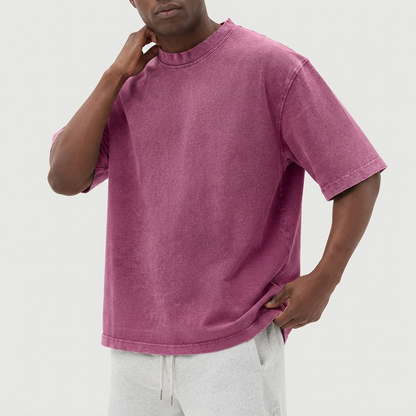 Men's Short Sleeve T-Shirt with Washed Vintage Look