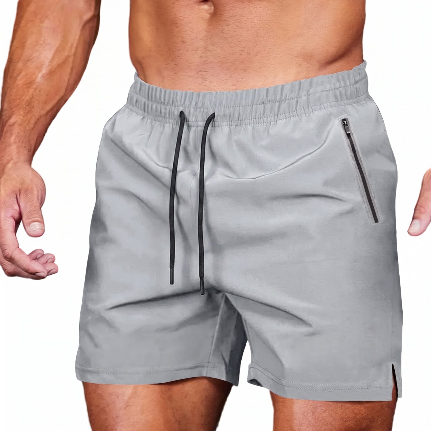 Men's Shorts with Zip Pockets and Elastic Drawstring Waist
