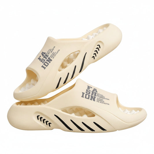 Men's Slide Sandals with Chunky Sole and Cut-Out Design
