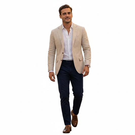 Men's Slim Fit Blazer with Notch Lapel and Button Closure