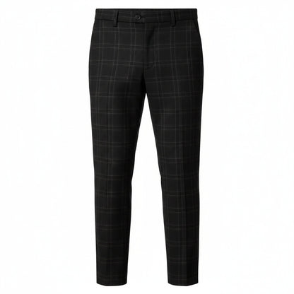 Men's Slim Fit Dress Pants with Windowpane Check Pattern