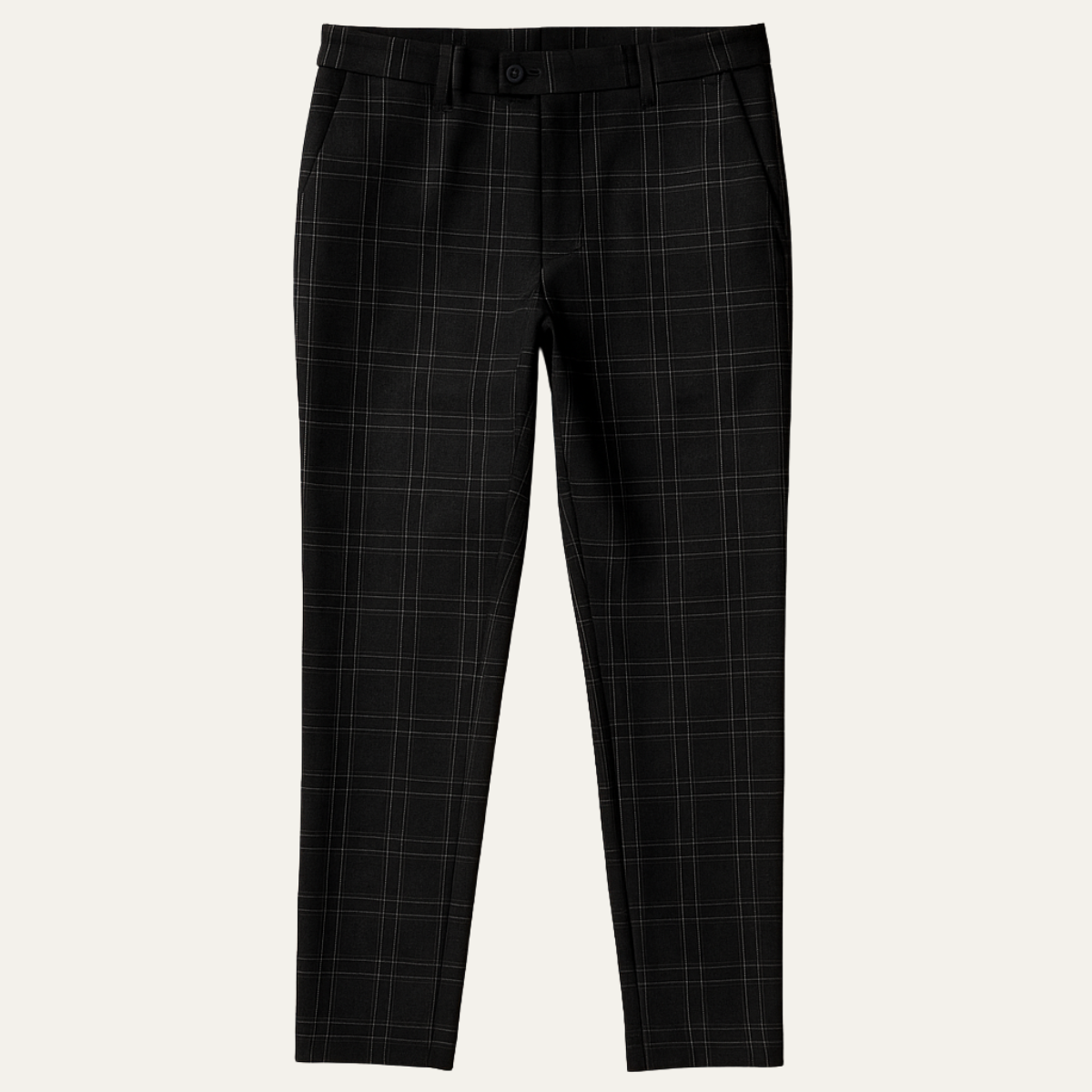 Men's Slim Fit Dress Pants with Windowpane Check Pattern