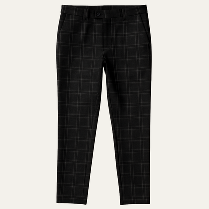 Men's Slim Fit Dress Pants with Windowpane Check Pattern