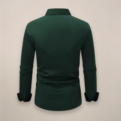 Men's Slim Fit Dress Shirt Long Sleeve with Classic Collar and Button Closure