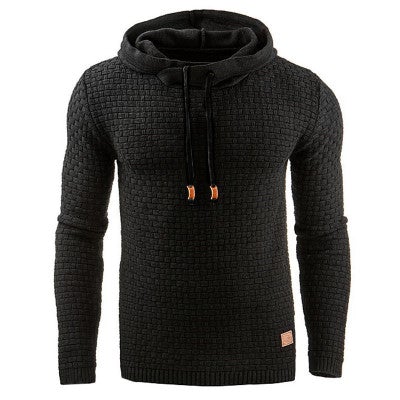 Men's Slim-Fit Textured Hoodie with Drawstring Hood