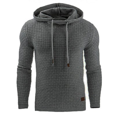 Men's Slim-Fit Textured Hoodie with Drawstring Hood