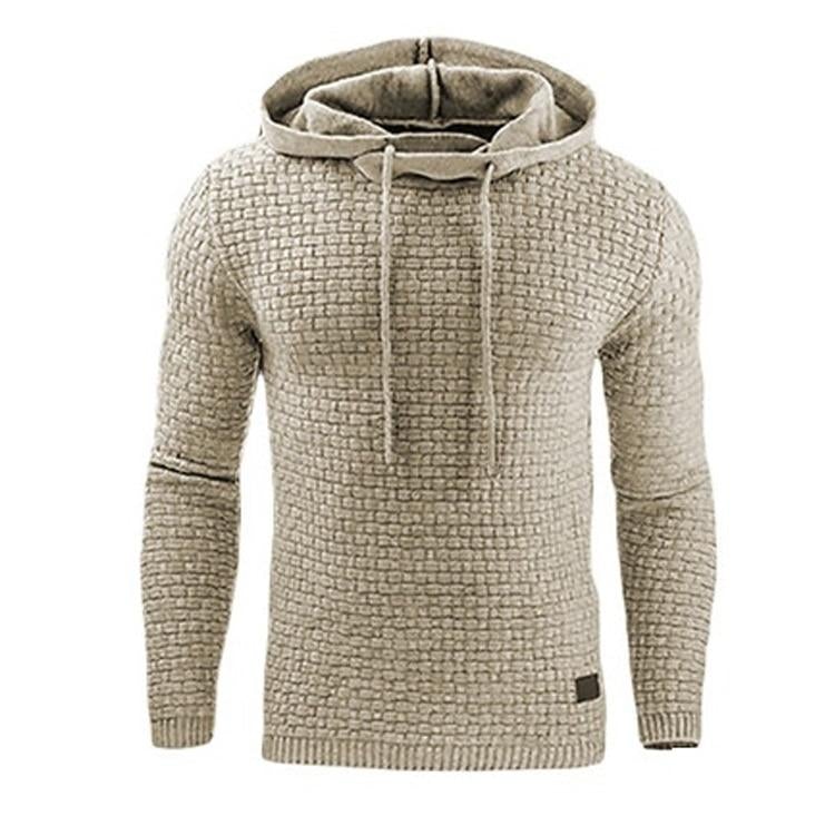 Men's Slim-Fit Textured Hoodie with Drawstring Hood