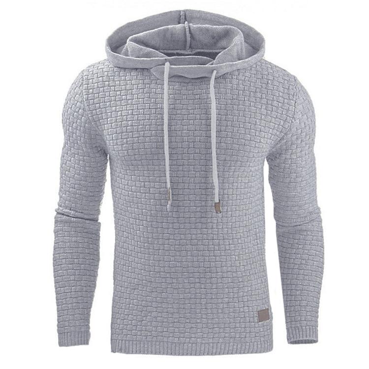 Men's Slim-Fit Textured Hoodie with Drawstring Hood