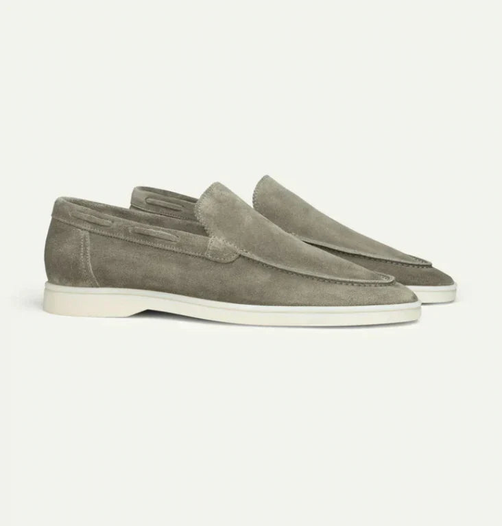 Men's Slip-On Loafers with Moccasin Toe and White Rubber Sole
