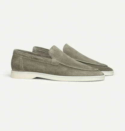 Men's Slip-On Loafers with Moccasin Toe and White Rubber Sole