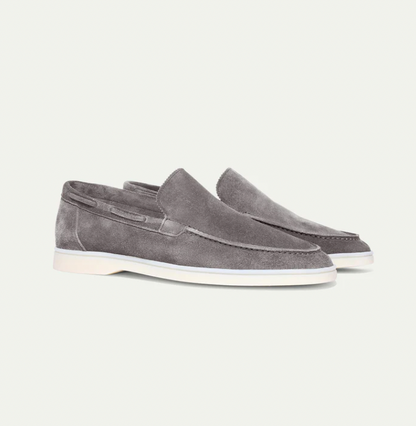 Men's Slip-On Loafers with Moccasin Toe and White Rubber Sole