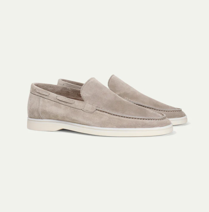 Men's Slip-On Loafers with Moccasin Toe and White Rubber Sole