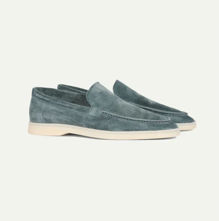 Men's Slip-On Loafers with Moccasin Toe and White Rubber Sole