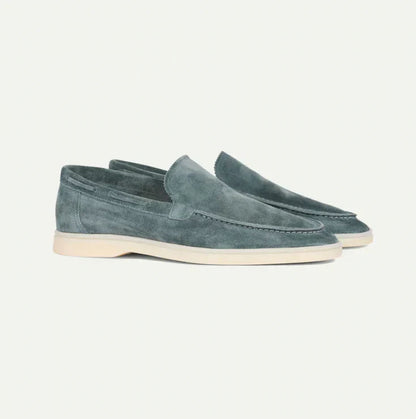 Men's Slip-On Loafers with Moccasin Toe and White Rubber Sole
