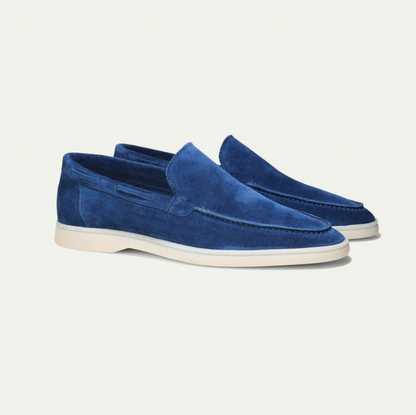 Men's Slip-On Loafers with Moccasin Toe and White Rubber Sole