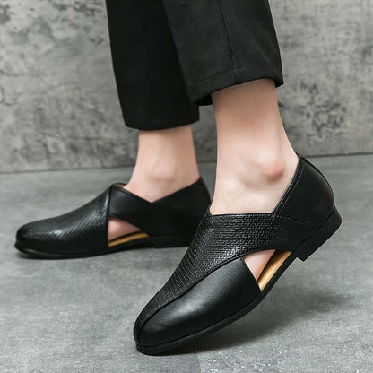 Men's Slip-On Loafers with Open Side Cut-Out and Pointed Toe