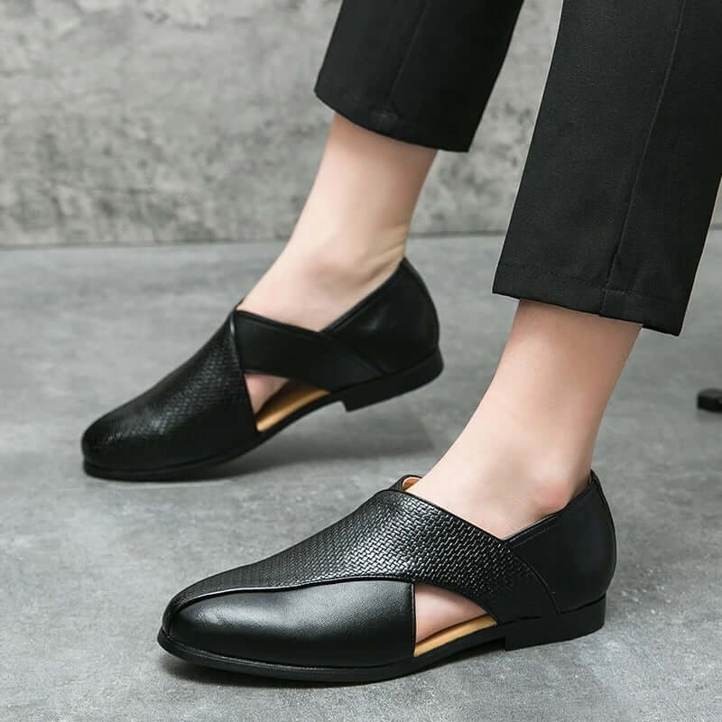 Men's Slip-On Loafers with Open Side Cut-Out and Pointed Toe