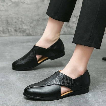 Men's Slip-On Loafers with Open Side Cut-Out and Pointed Toe