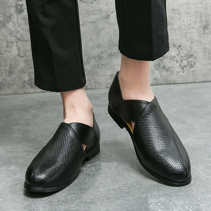 Men's Slip-On Loafers with Open Side Cut-Out and Pointed Toe
