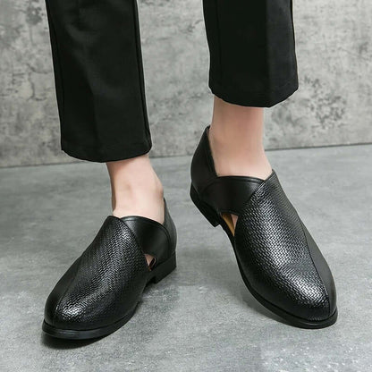 Men's Slip-On Loafers with Open Side Cut-Out and Pointed Toe