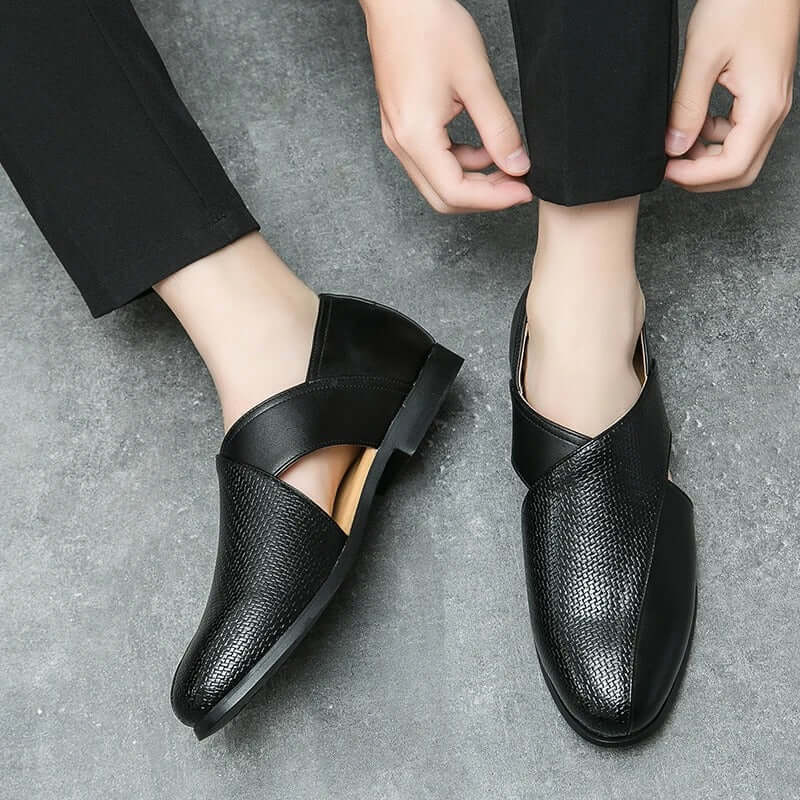 Men's Slip-On Loafers with Open Side Cut-Out and Pointed Toe