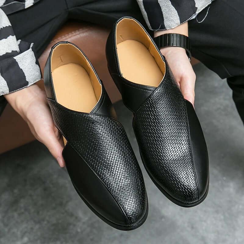Men's Slip-On Loafers with Open Side Cut-Out and Pointed Toe