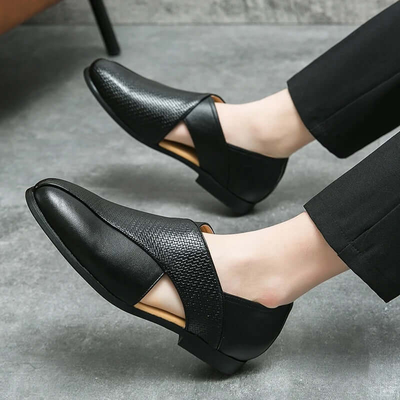 Men's Slip-On Loafers with Open Side Cut-Out and Pointed Toe