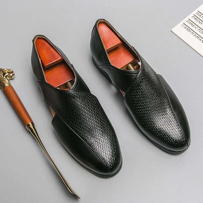 Men's Slip-On Loafers with Open Side Cut-Out and Pointed Toe