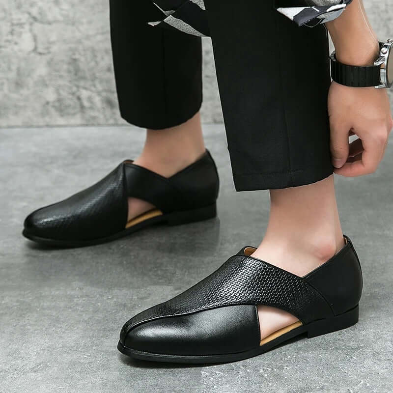 Men's Slip-On Loafers with Open Side Cut-Out and Pointed Toe