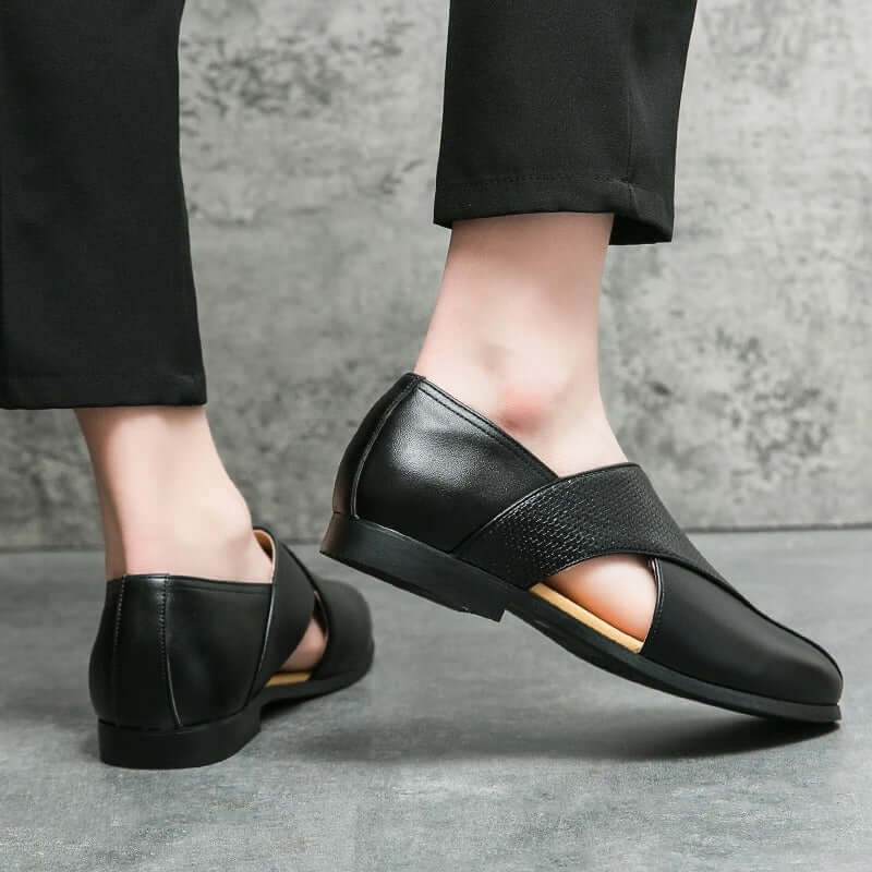 Men's Slip-On Loafers with Open Side Cut-Out and Pointed Toe