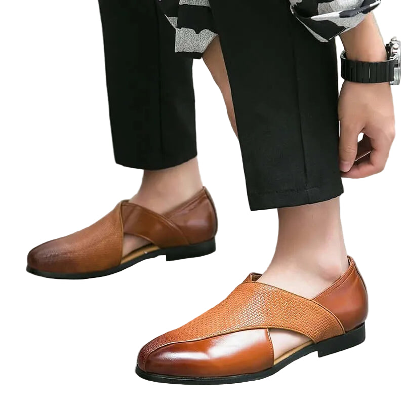 Men's Slip-On Loafers with Open Side Cut-Out and Pointed Toe