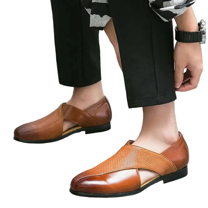 Men's Slip-On Loafers with Open Side Cut-Out and Pointed Toe