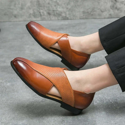 Men's Slip-On Loafers with Open Side Cut-Out and Pointed Toe