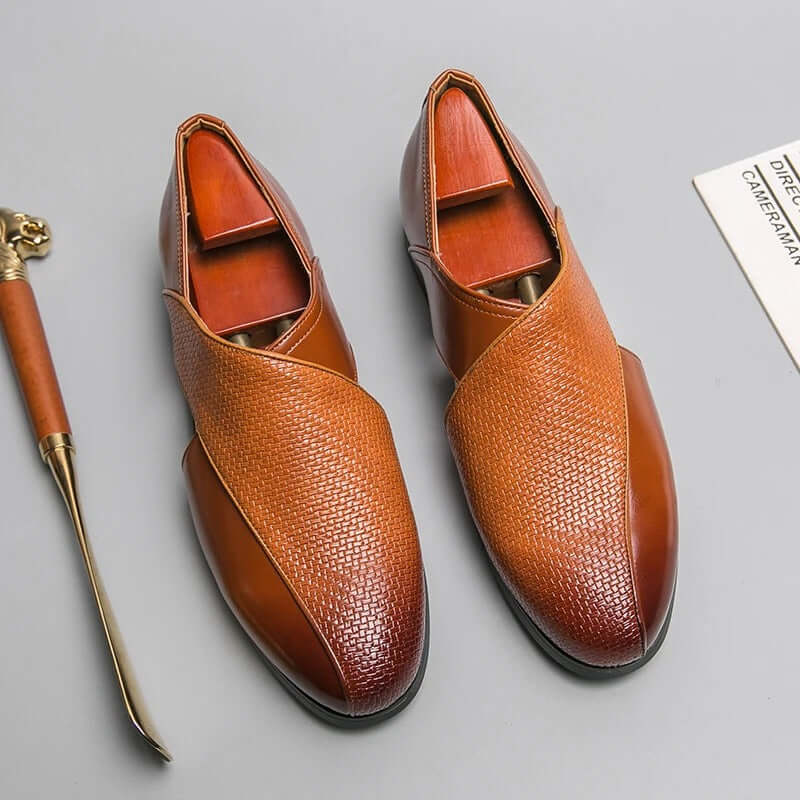 Men's Slip-On Loafers with Open Side Cut-Out and Pointed Toe