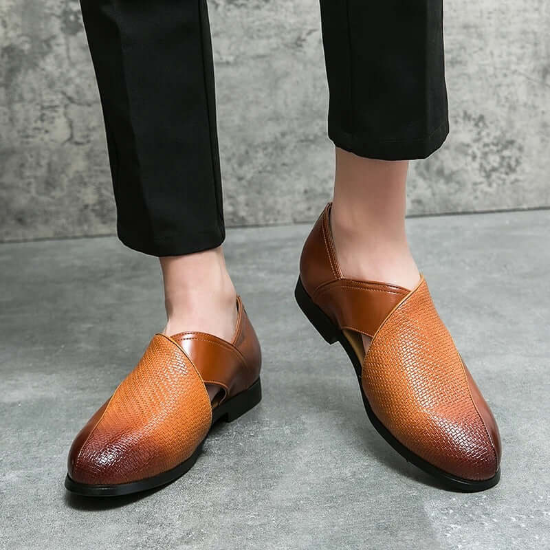 Men's Slip-On Loafers with Open Side Cut-Out and Pointed Toe