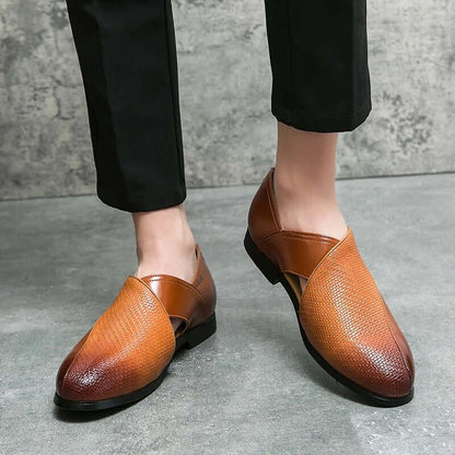Men's Slip-On Loafers with Open Side Cut-Out and Pointed Toe